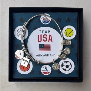 Alex and Ani Team USA Silver Charm Bracelet - Gymnastics Edition